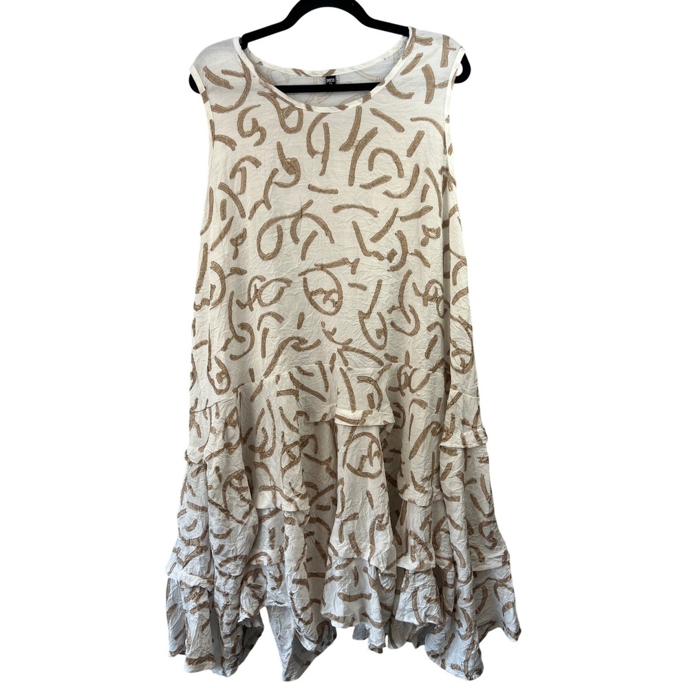 Dress to Kill Crinkle Texture Tiered Abstract Sleeveless Lagenlook Dress OS